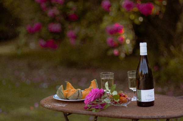 apéro dressé dans le jardin 